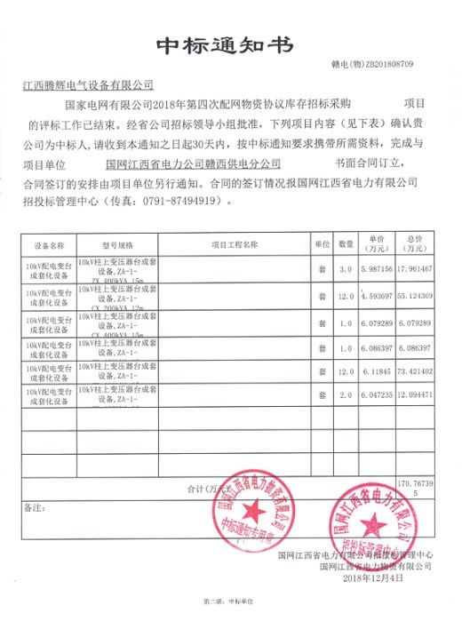 國家電網(wǎng)有限公司2018年第四次配網(wǎng)物資協(xié)議庫存招標采購項目