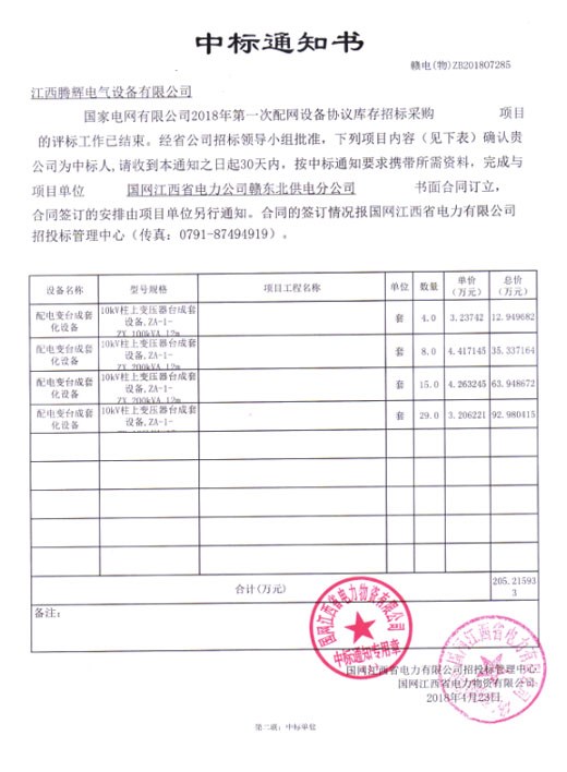 國家電網(wǎng)有限公司2018年第一次配網(wǎng)設備協(xié)議庫存招標采購項目